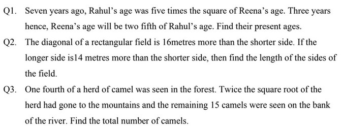 class 10 maths chapter 4 previous year questions with solutions